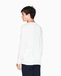 Armani Exchange -  Cotton Blend Crew Neck Sweater, Man, White, Size: