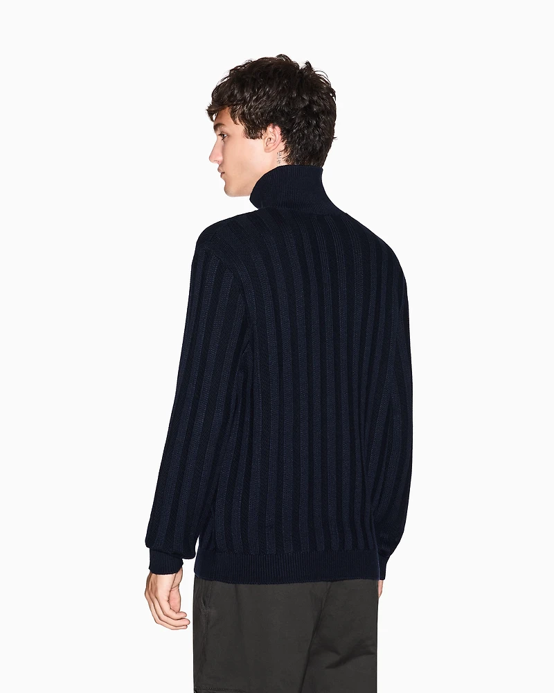 Armani Exchange - High-neck sweater with zip, Man, Navy Blue, Size: