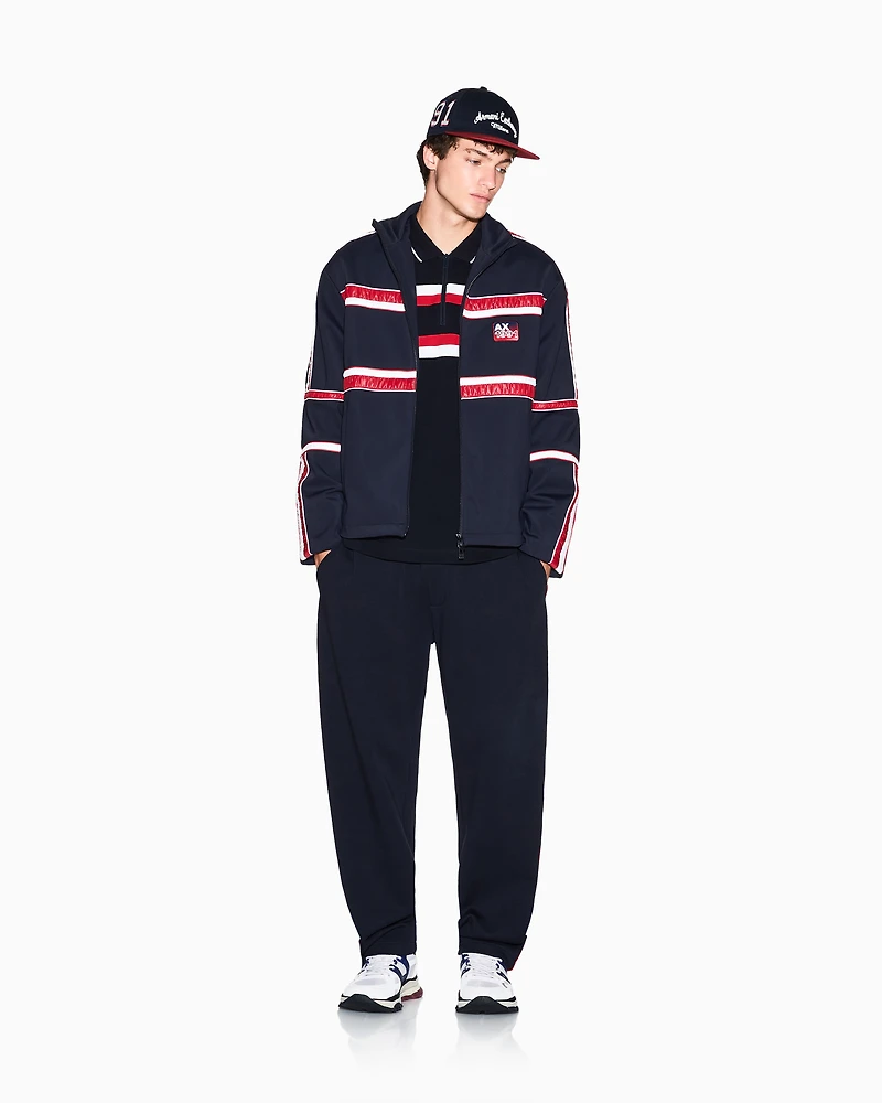 Regular fit polo shirt with zip and contrasting bands
