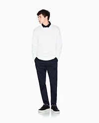 Armani Exchange -  Cotton Blend Crew Neck Sweater, Man, White, Size:
