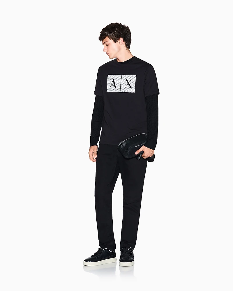 Armani Exchange -  Slim fit jersey T-shirt with logo, Man, Black, Size: