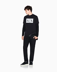 Armani Exchange -  Slim fit jersey T-shirt with logo, Man, Black, Size: