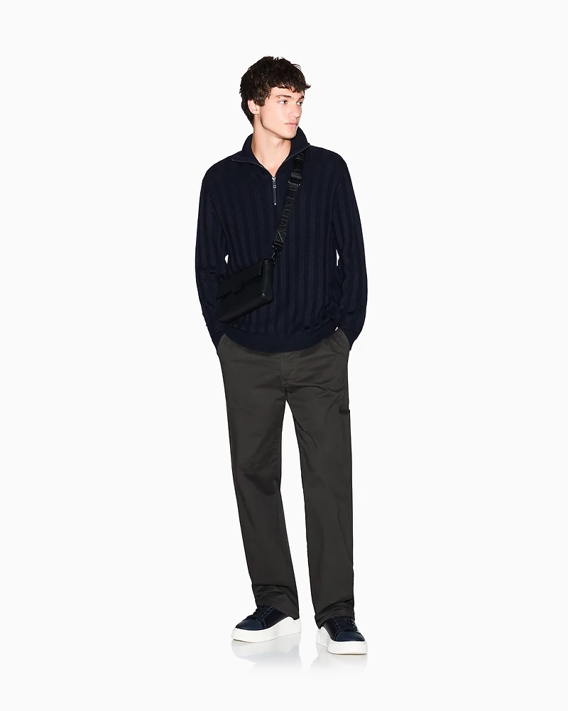 Armani Exchange - High-neck sweater with zip, Man, Navy Blue, Size: