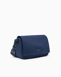 Emporio Armani - ASV recycled-nylon shoulder bag with flap, Man, Blue, Size: TU