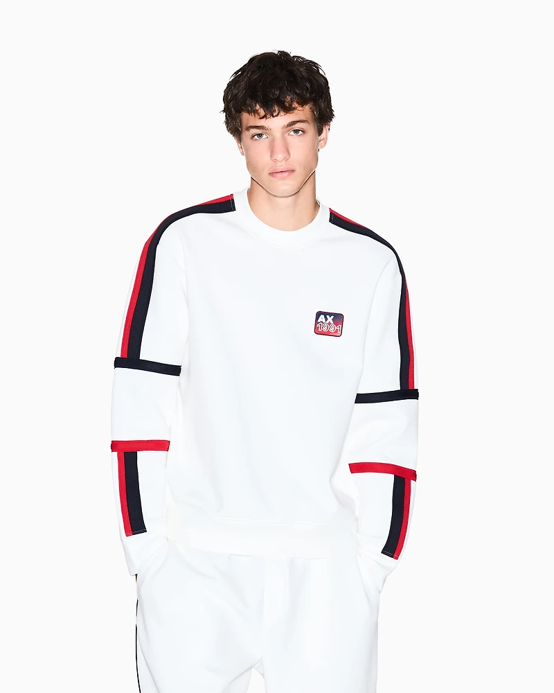 Armani Exchange - Sweatshirt with contrasting bands, Man, White, Size: M