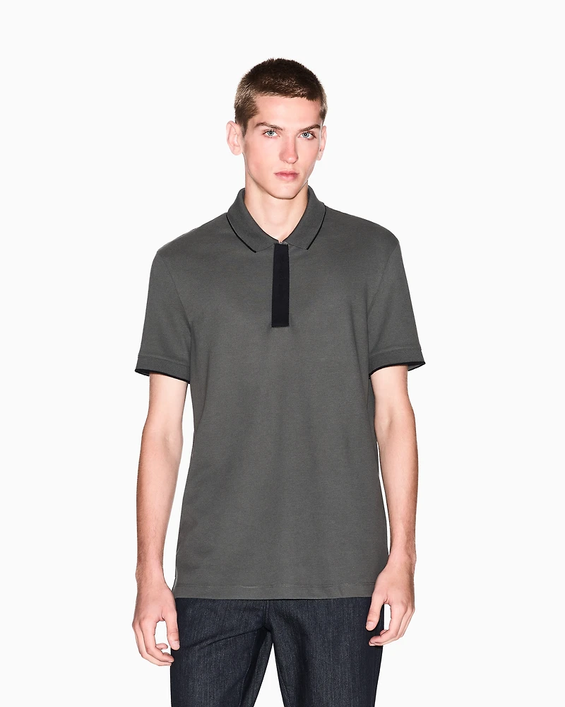 Armani Exchange - Slim fit polo with button insert, Man, Green, Size: