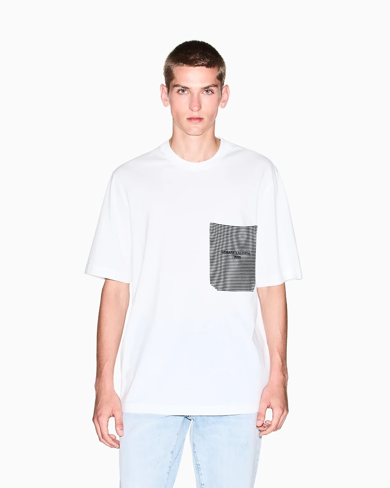 Armani Exchange - Regular fit T-shirt with pocket, Man, White, Size:
