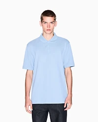 Armani Exchange - Regular fit polo shirt with tone-on-tone logo, Man, Light Blue, Size: