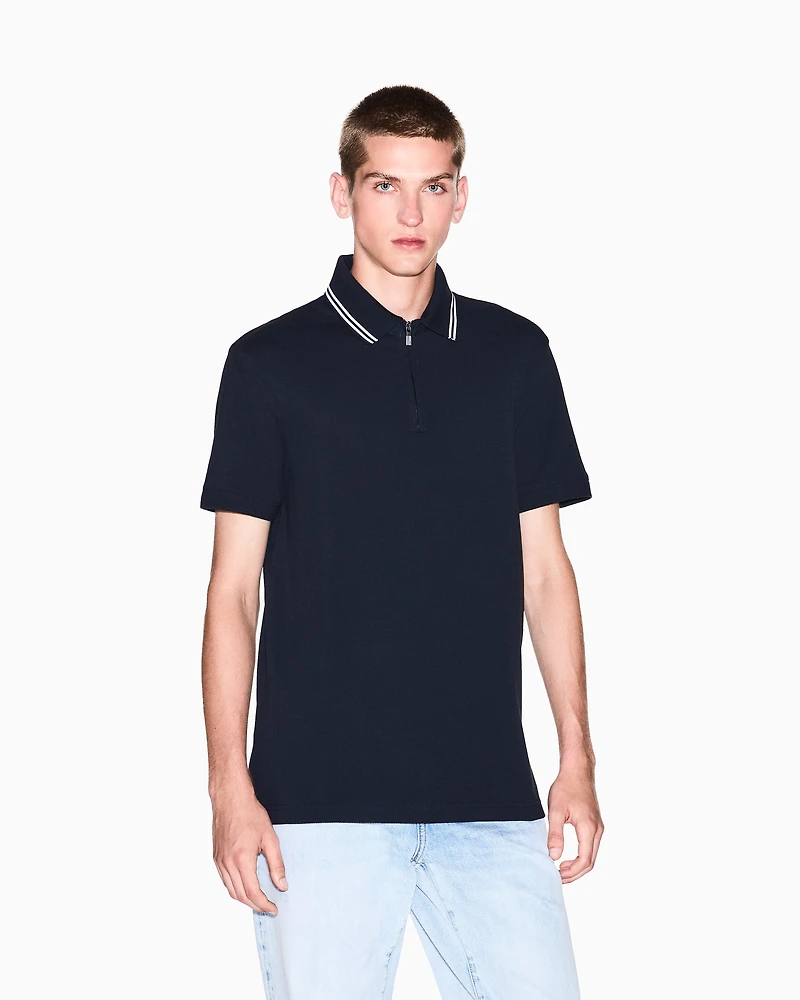 Armani Exchange - Regular fit cotton polo shirt, Man, Navy_blue, Size: