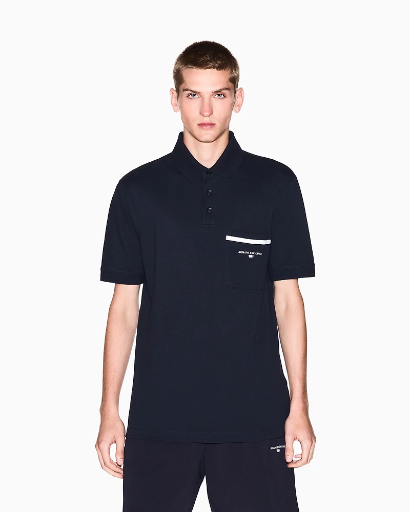 Regular pique polo shirt with pocket