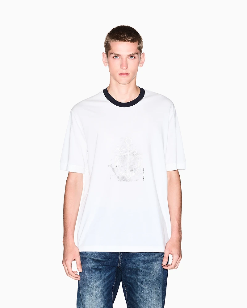 Armani Exchange - Regular fit T-shirt with print, Man, White, Size: