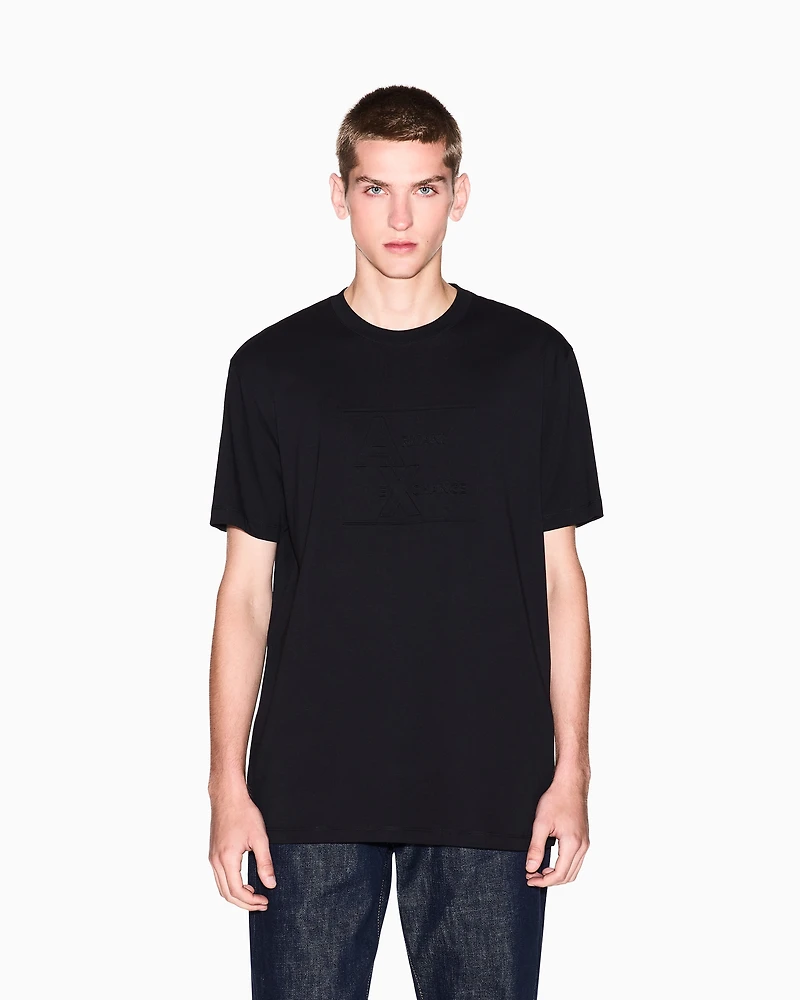 Armani Exchange - Regular fit T-shirt with embossed logo, Man, Black, Size: