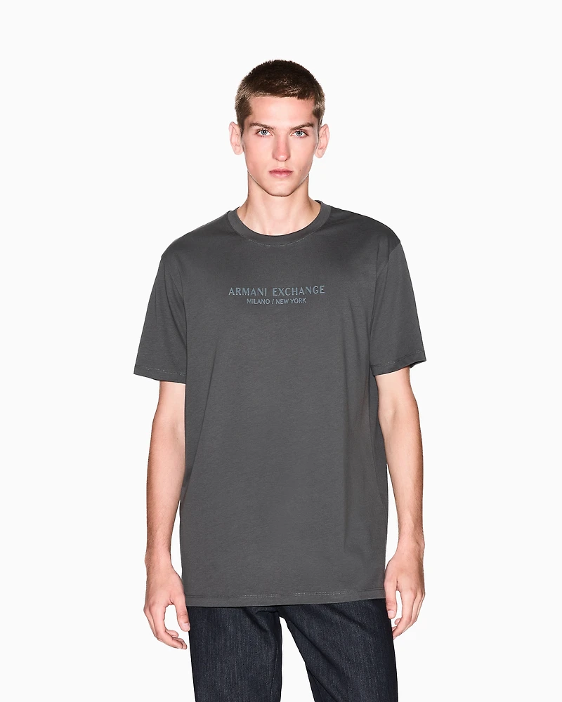 Armani Exchange - Regular fit T-shirt with logo, Man, Green, Size: