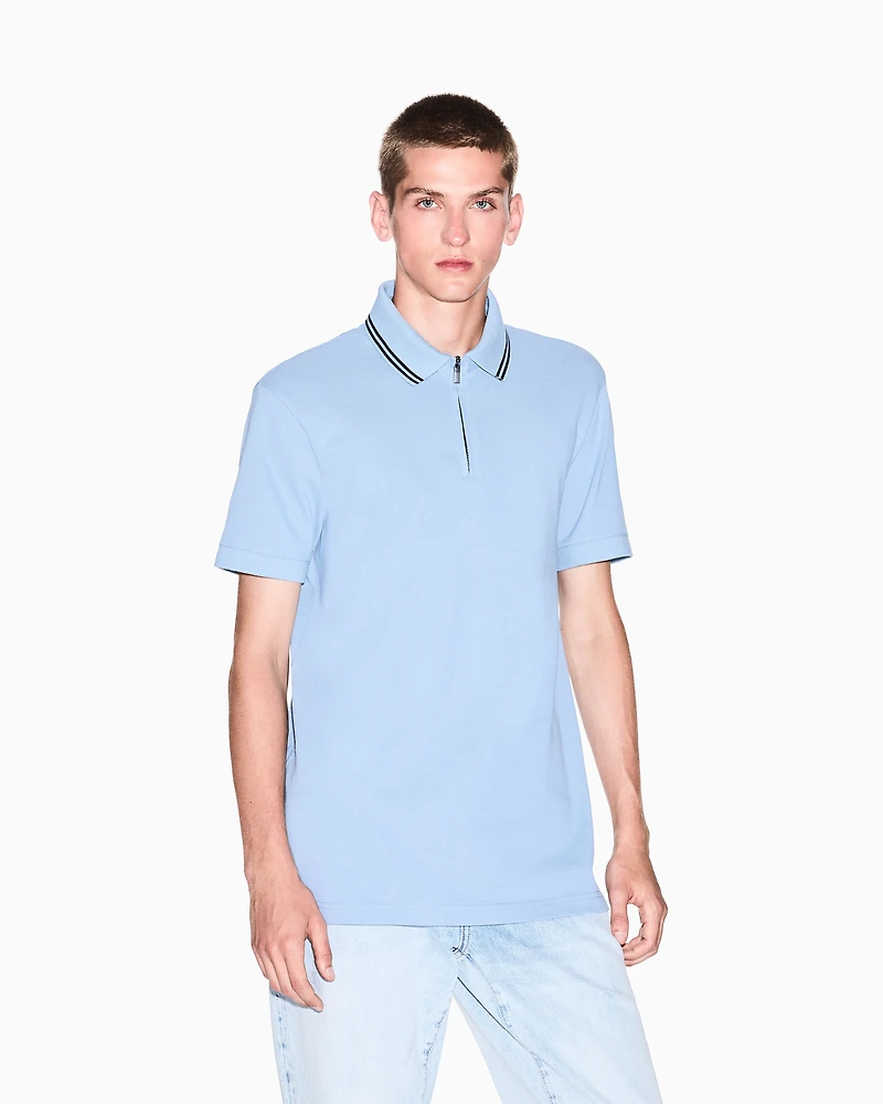 Armani Exchange - Regular fit cotton polo shirt, Man, Light Blue, Size: