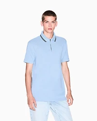 Armani Exchange - Regular fit cotton polo shirt, Man, Light Blue, Size:
