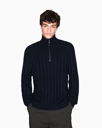 Armani Exchange - High-neck sweater with zip, Man, Navy Blue, Size: