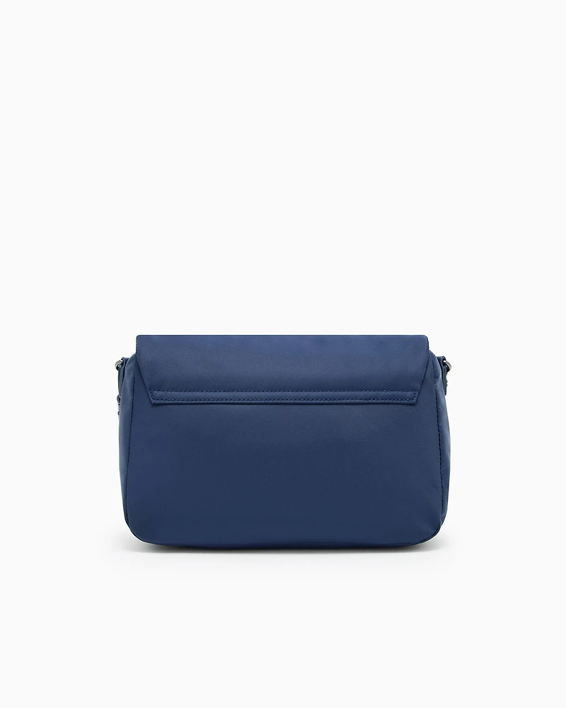 Emporio Armani - ASV recycled-nylon shoulder bag with flap, Man, Blue, Size: TU