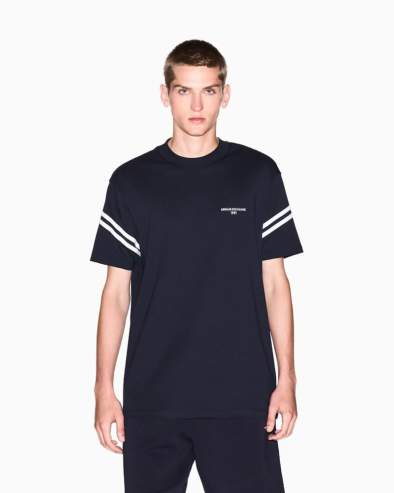 Armani Exchange - Regular fit T-shirt with contrasting piping, Man, Navy Blue, Size: