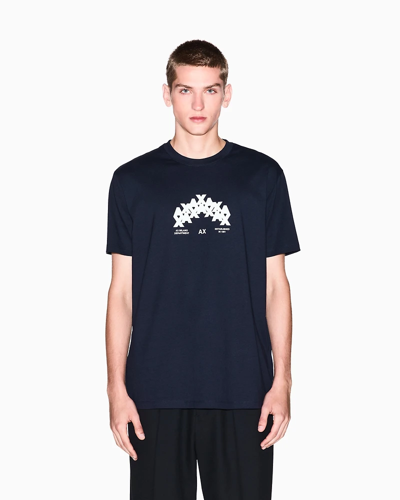 Armani Exchange - Regular fit graphic print T-shirt, Man, Navy Blue, Size: