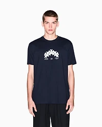 Armani Exchange - Regular fit graphic print T-shirt, Man, Navy Blue, Size: