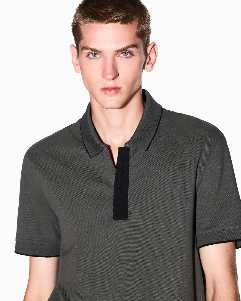 Armani Exchange - Slim fit polo with button insert, Man, Green, Size: