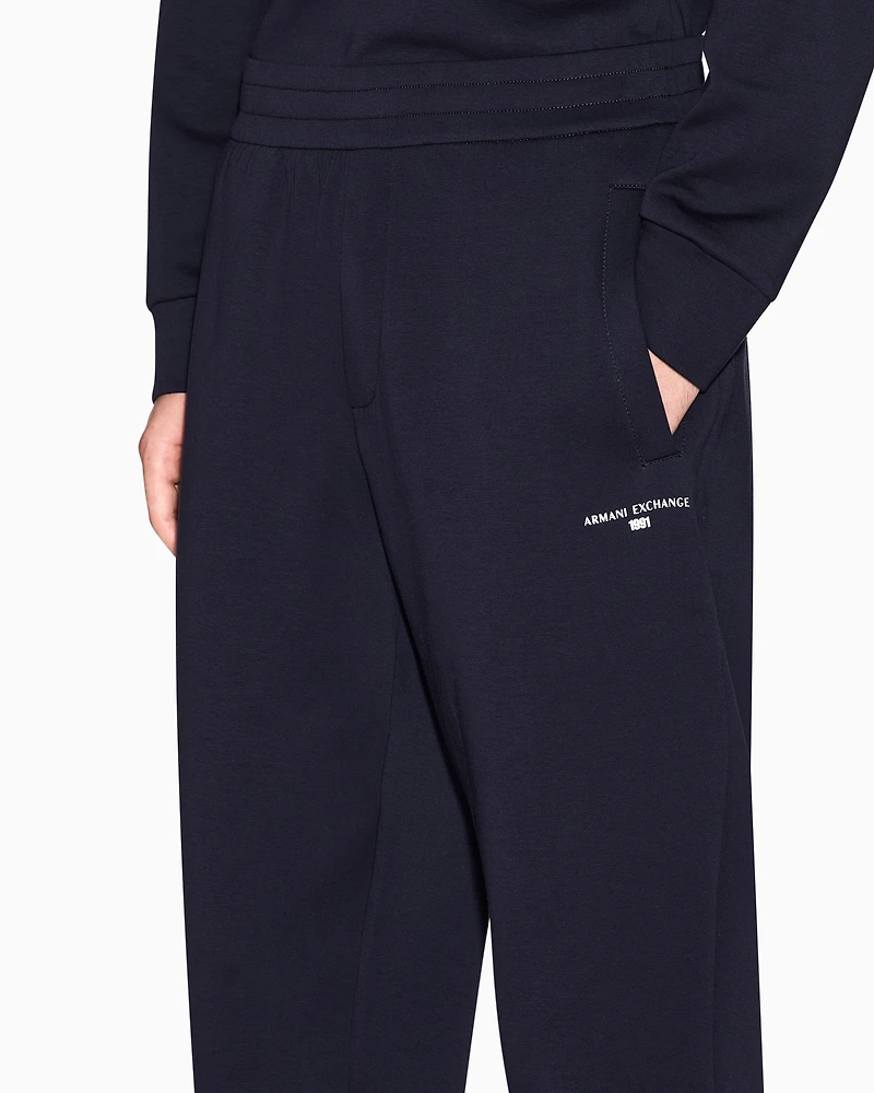 Armani Exchange - COTTON BLEND JOGGER SWEATPANTS WITH LOGO, Man, Navy_blue, Size: