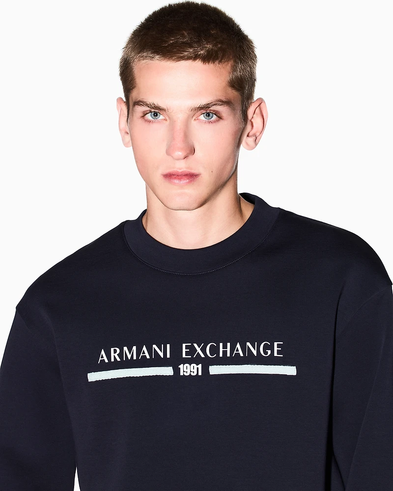 Armani Exchange - Crewneck sweatshirt with logo, Man, Navy_blue, Size: