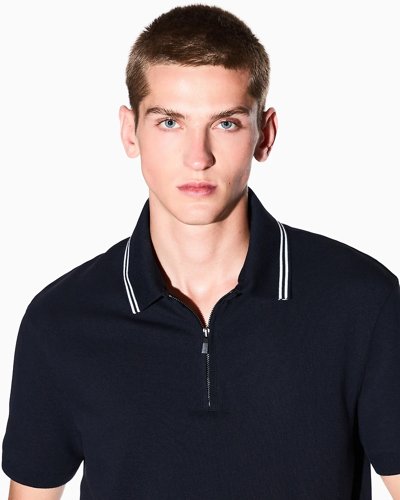 Armani Exchange - Regular fit cotton polo shirt, Man, Navy_blue, Size: