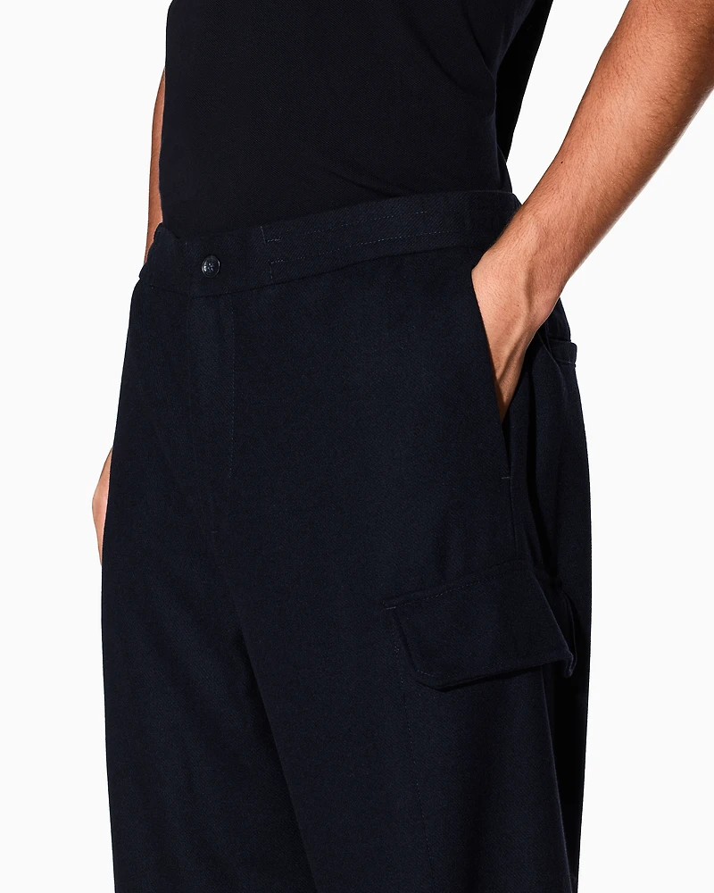 Armani Exchange - Wool Blend Cargo Pants, Man, Navy Blue, Size: