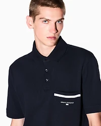 Armani Exchange - Regular pique polo shirt with pocket, Man, Navy Blue, Size: