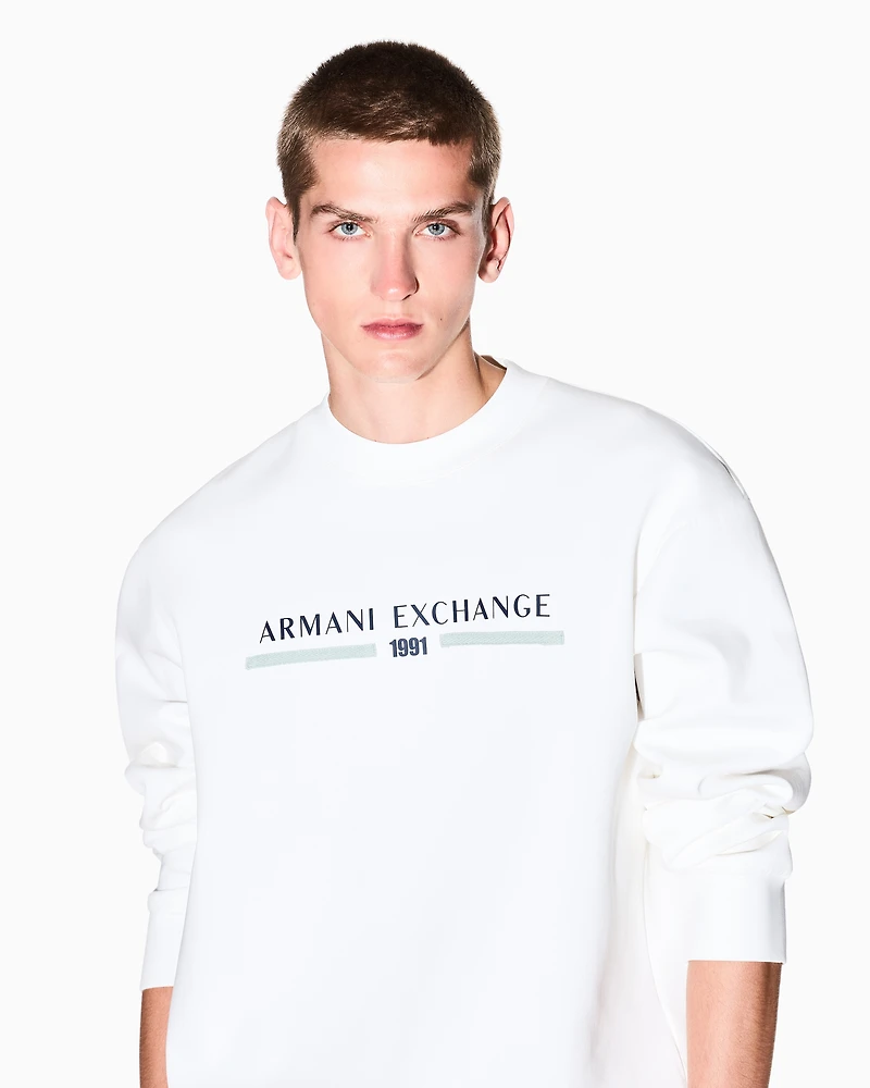 Armani Exchange - Crewneck sweatshirt with logo, Man, White, Size: