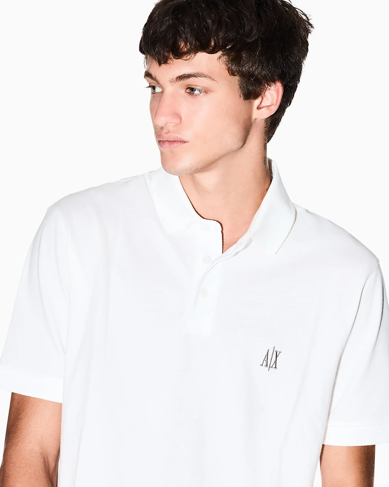 Armani Exchange - Regular fit cotton polo with logo, Man, White, Size: