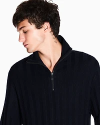 Armani Exchange - High-neck sweater with zip, Man, Navy Blue, Size: