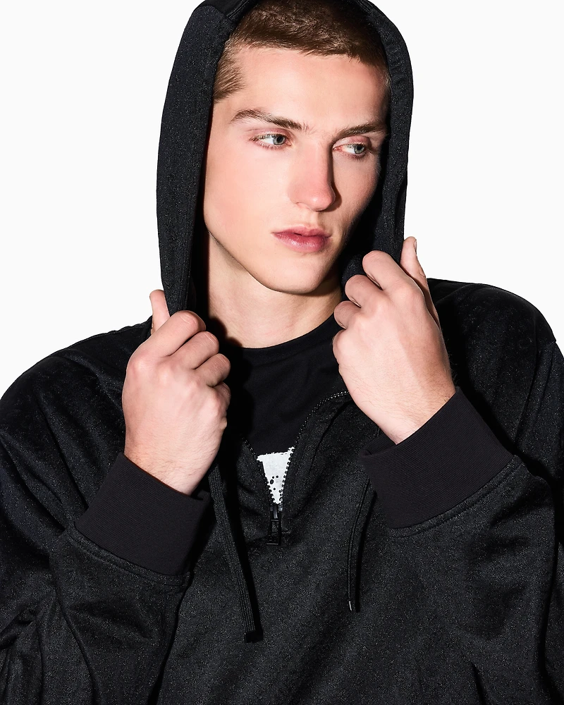 Armani Exchange - Micro texture hoodie, Man, Black, Size: