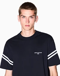 Armani Exchange - Regular fit T-shirt with contrasting piping, Man, Navy Blue, Size: