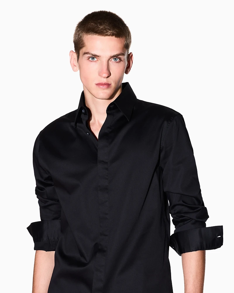 Slim-fit stretch cotton shirt