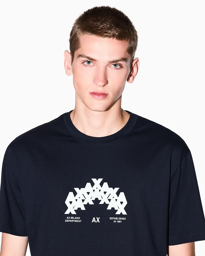 Armani Exchange - Regular fit graphic print T-shirt, Man, Navy Blue, Size:
