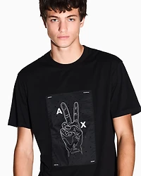 Armani Exchange - Cotton T-shirt with graphic application, Man, Black, Size: