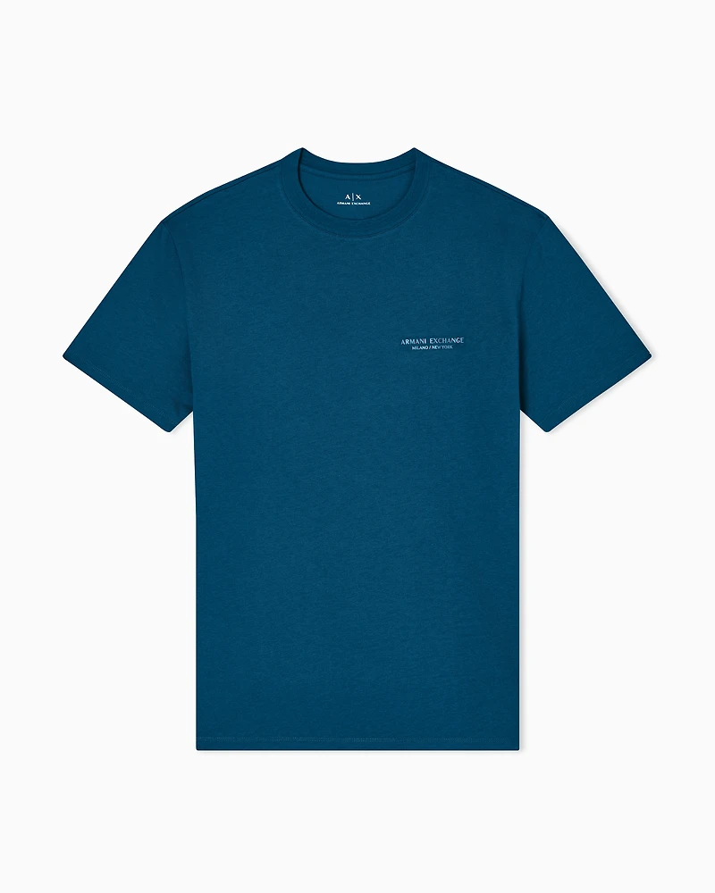 Armani Exchange - Regular fit T-shirt with logo, Man, Blue, Size: