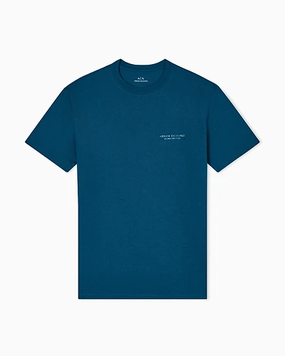Armani Exchange - Regular fit T-shirt with logo, Man, Blue, Size: