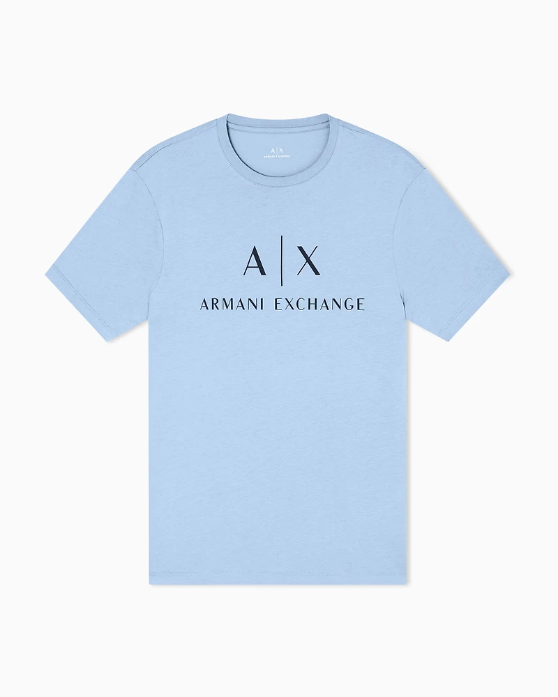 Armani Exchange - Slim fit jersey T-shirt with logo, Man, Light Blue, Size: