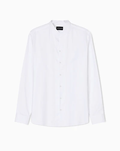 Emporio Armani - Armure cotton shirt with guru collar, Man, White, Size:
