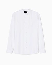 Emporio Armani - Armure cotton shirt with guru collar, Man, White, Size: