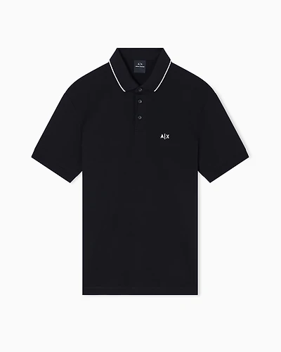 Armani Exchange - Slim fit polo shirt with logo and piping, Man, Black, Size: