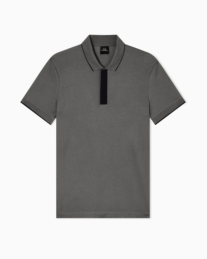 Slim fit polo with button insert