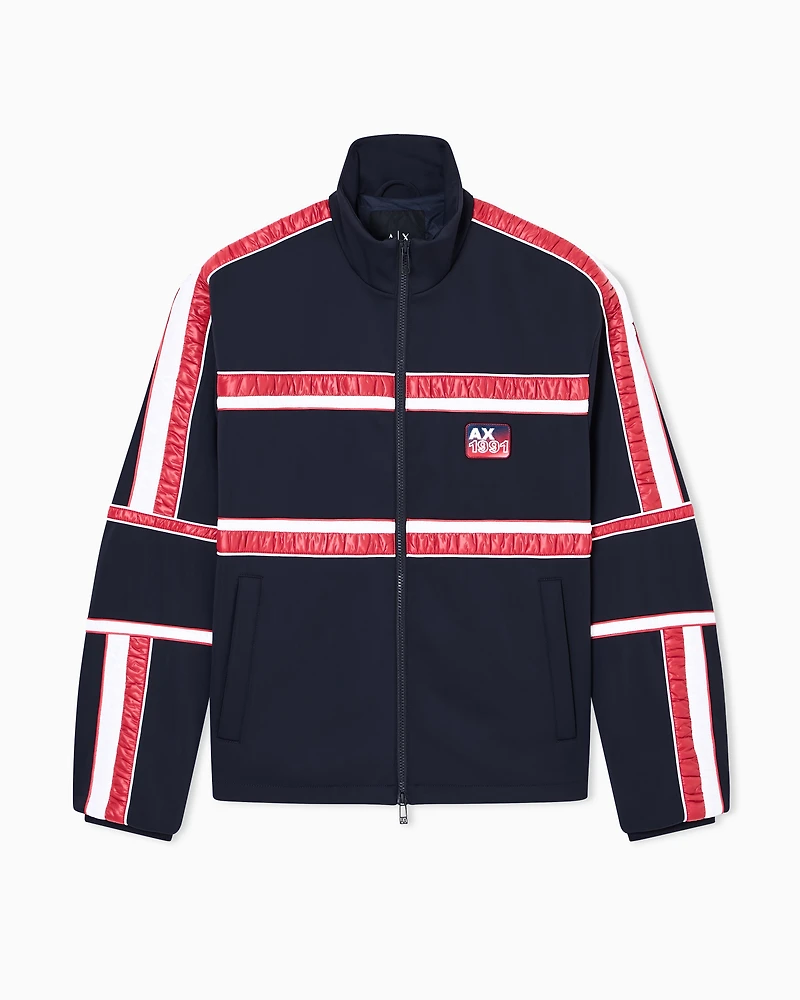 Armani Exchange - Bomber jacket with contrasting stripes, Man, Blue, Size: