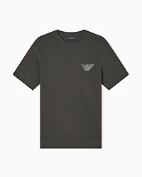 Emporio Armani - Piqué jersey T-shirt with eagle patch, Man, Green, Size: