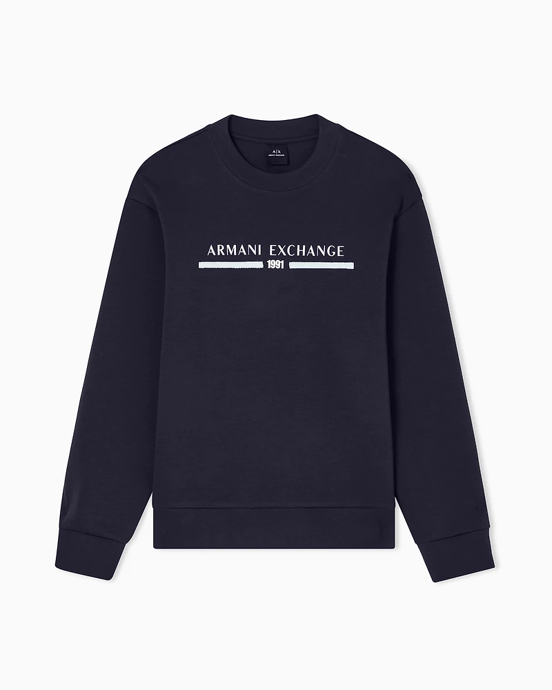 Armani Exchange - Crewneck sweatshirt with logo, Man, Navy_blue, Size: