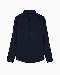 Armani Exchange - Slim fit shirt stretch cotton poplin, Man, Navy Blue, Size: