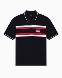 Regular fit polo shirt with zip and contrasting bands